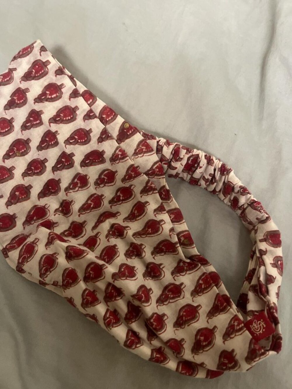 Red and Cream Organic Cotton Headband